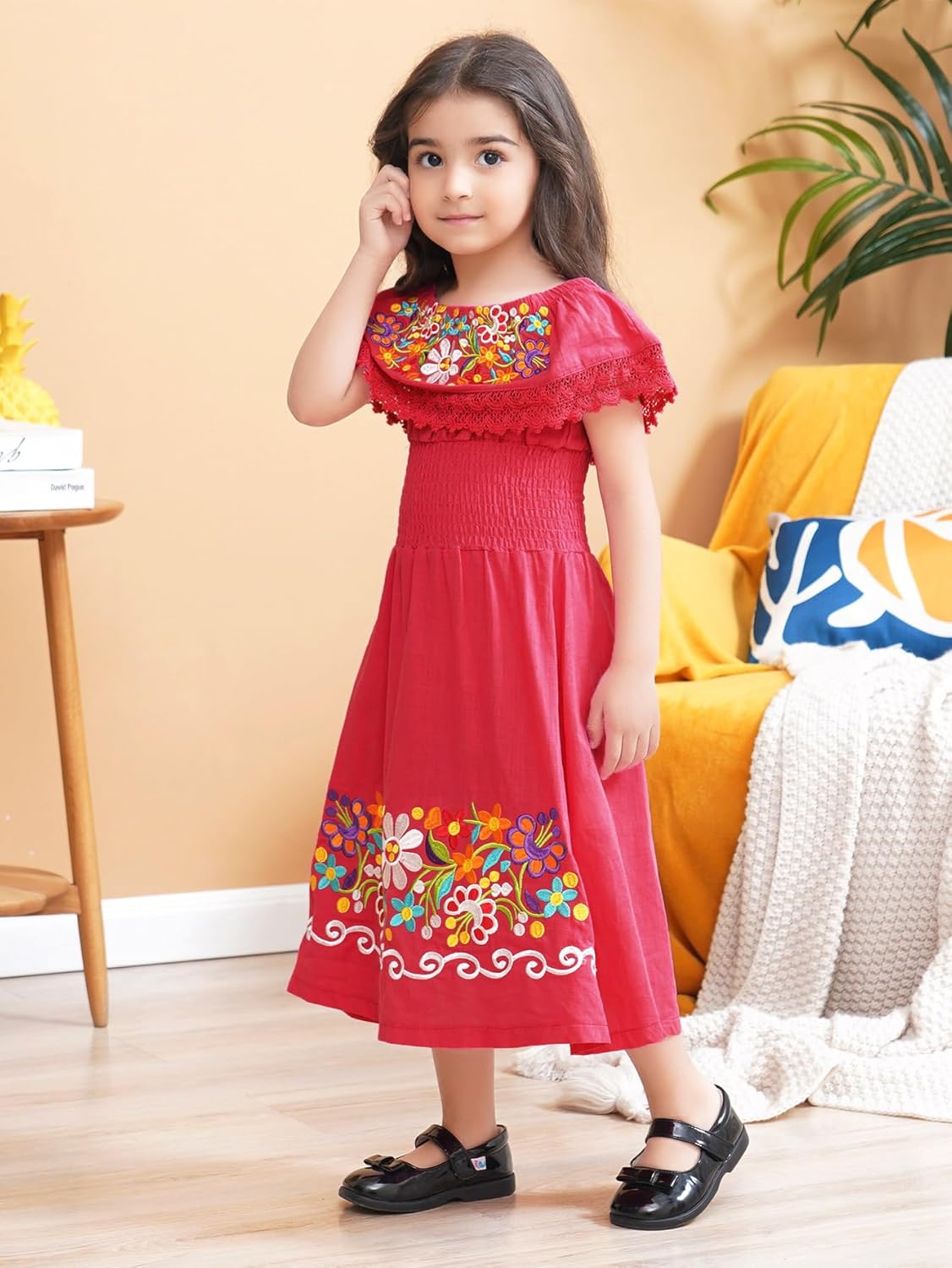 Mexican Dress for Girls Traditional Vestidos Mexicanos Cinco de Mayo Embroidered Dresser Toddler Kids