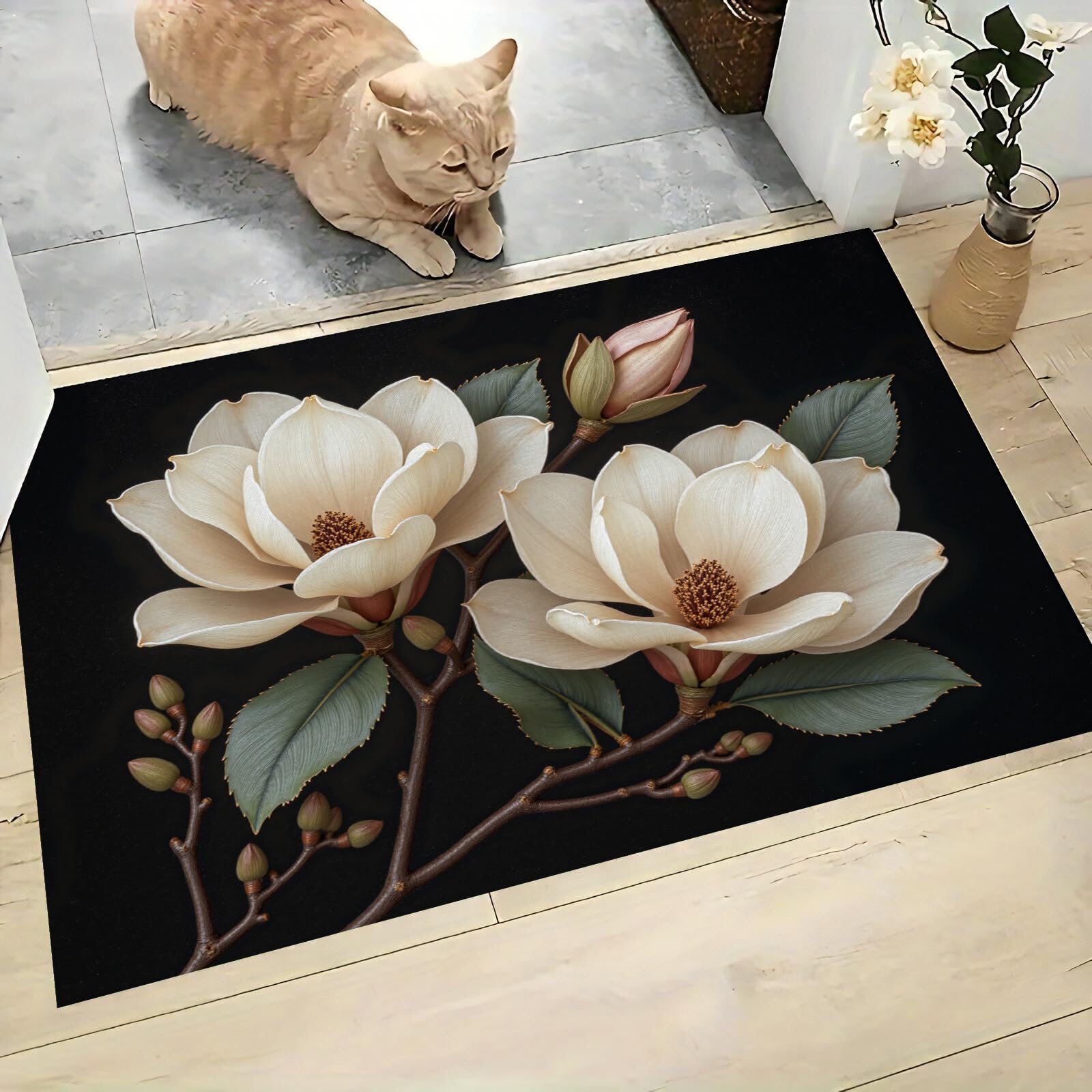 Paillasson Magnolia Blanc 50x80cm tapis entrée intérieur extérieur