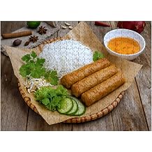 Wooden Puzzles Vietnamese Food Spring Rolls Noodle Jigsaw Puzzles for Adults 300 Pieces Impossible Puzzle Challenging Puzzle Educational Game Decompression Game