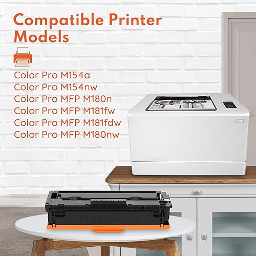 Miniatura 3 de (con chip) Cartuchos de tóner 204A paquete de 2 cartuchos de repuesto negros para HP 204A para impresora Color Pro M154a M154nw MFP M180n M181fw