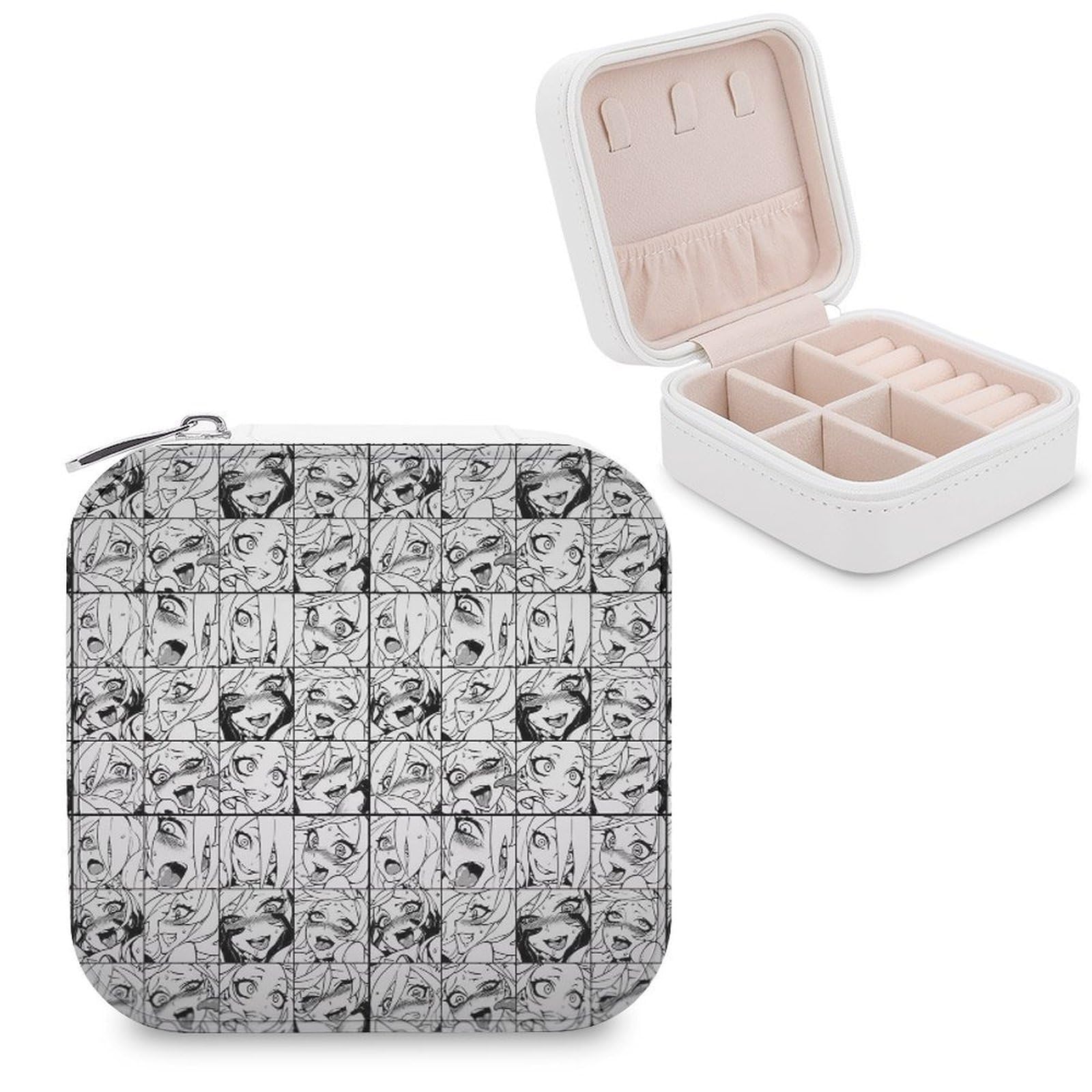 Boîte à bijoux portable Ahegao idéale pour organiser vos accessoires durant les vacances