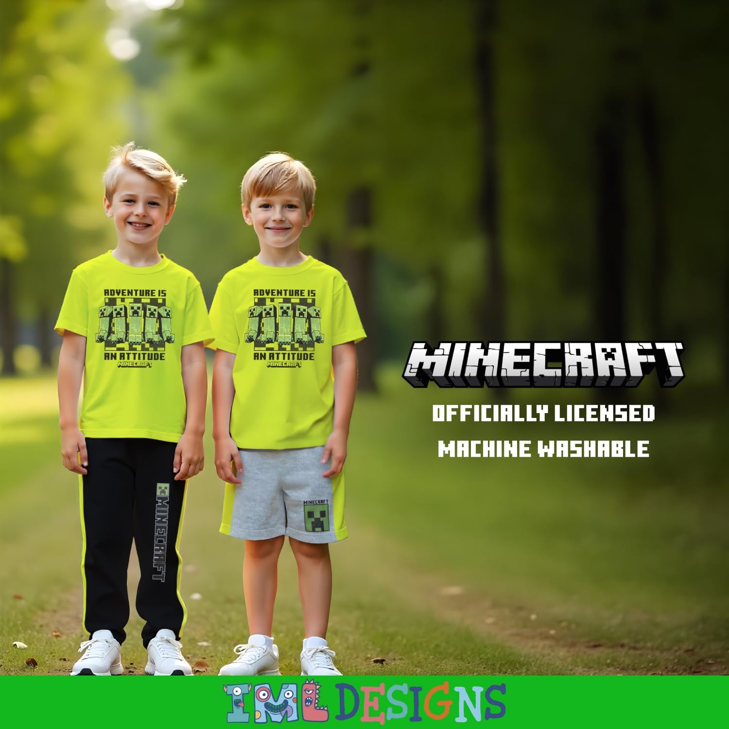 Minecraft Boys 3-Piece Creeper Pants Set - Short Sleeve T-Shirt, Shorts, & Jogger Pants 3-Pack Bundle Set for Boys - Image 5