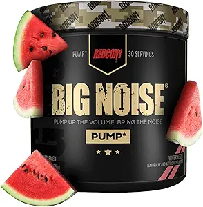 REDCON1 Big Noise Non-Stim Pre Workout Powder - Pump, Muscular Endurance + Focus Enhancing Caffeine Free Keto Friendly for Faster Gains (Watermelon, 30 Servings)