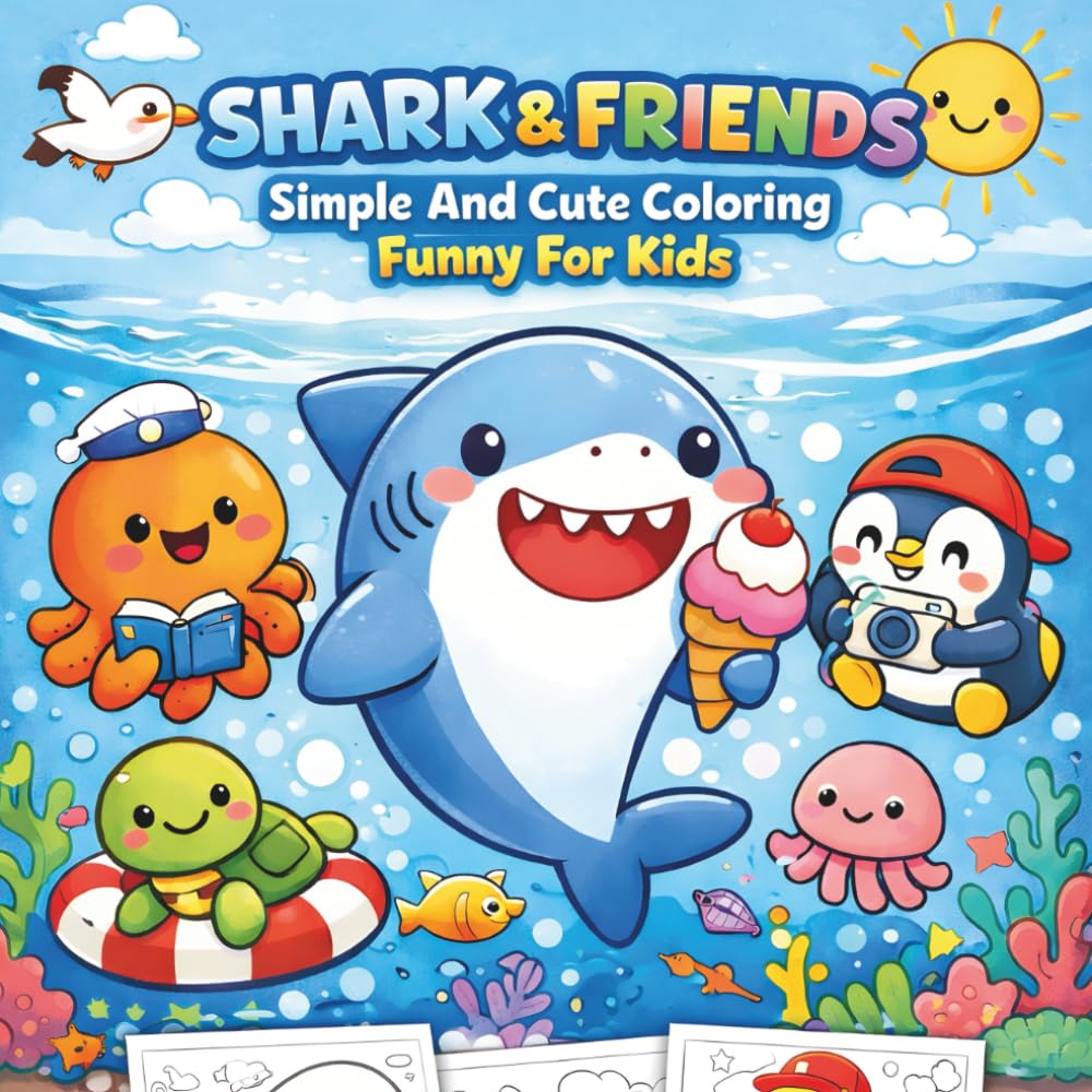 Daily Life Shark & Friends: Simple And Cute Coloring Funny For Kids