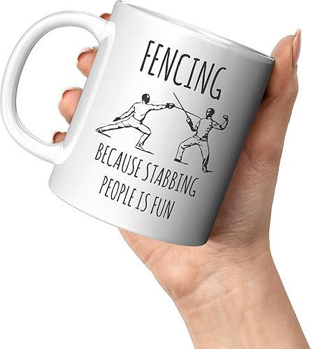 Miniatura 3 de Taza de esgrima divertida, esgrima porque apuñalar a la gente es divertida, taza de café de esgrima