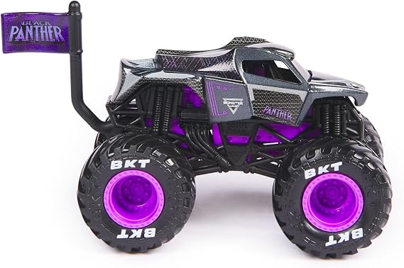 Monster Jam Marvel 2024 Scale 1:64 Monster Diecast Truck Series 1 with Flag: Black Panther