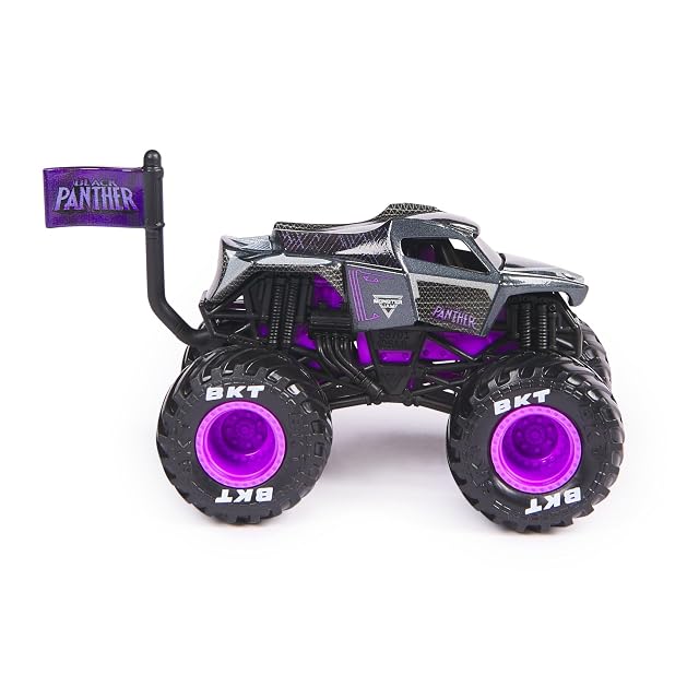 Foto 2 de 8 de Monster Jam Marvel 2024 Escala 1:64 Monstruo Truck Fundición Serie 1 con bandera: Black Panther