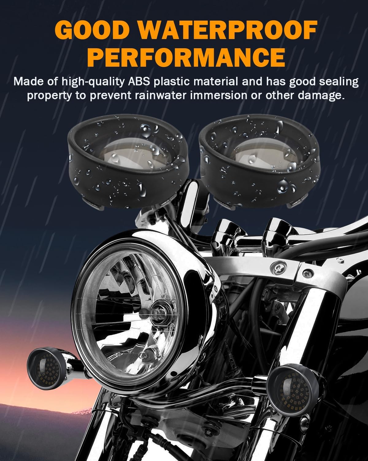 PBYMT Smoke Turn Signal Lens Cover with Black Visor 2" Bullet Visor-Style Bezels Compatible for Harley Touring Softail Dyna Road King Street Glide Road Glide Custom Cruiser Sportster 2000-2024 (4pcs)