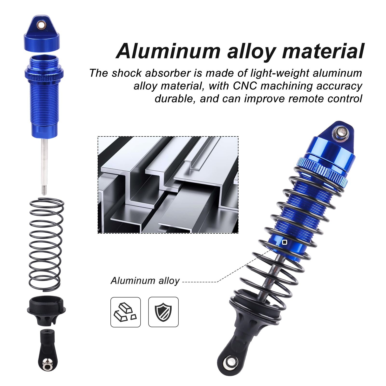 Traxxas 4962 Big Bore Shocks – 8 Amortiguadores XX-Long Con Muelles Rojos, Ejes TiN Y Cuerdas Anodizadas Para Maxx Truck