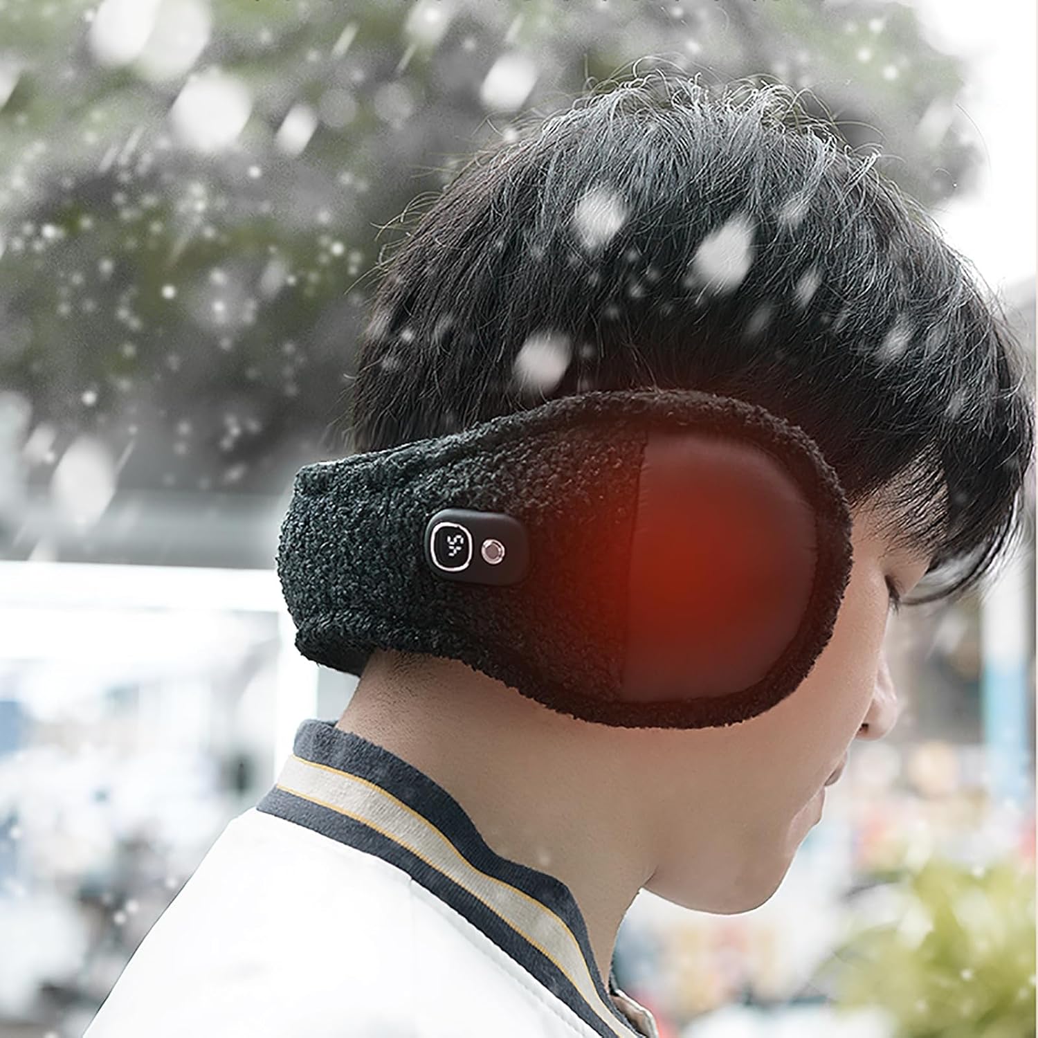 KEhtu Electric Heating Earmuffs, Winter Warm Outdoor Earmuffs with Thermal Lining, 3 Heating Levels, 3000mAh Battery Capacity, Suitable for Winter Hiking, Running, Walking, Skiing, Camping