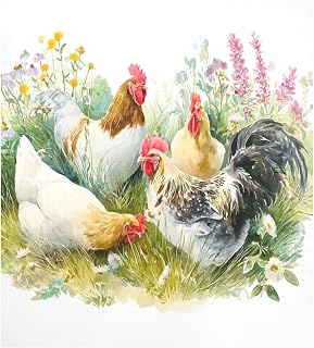 Chickens Wildflowers Dishwasher Magnet Cover Dishwasher Magnet Sticker Magnetic Fridge Panel Decal for Home Kitchen Decor 23 x 26 in