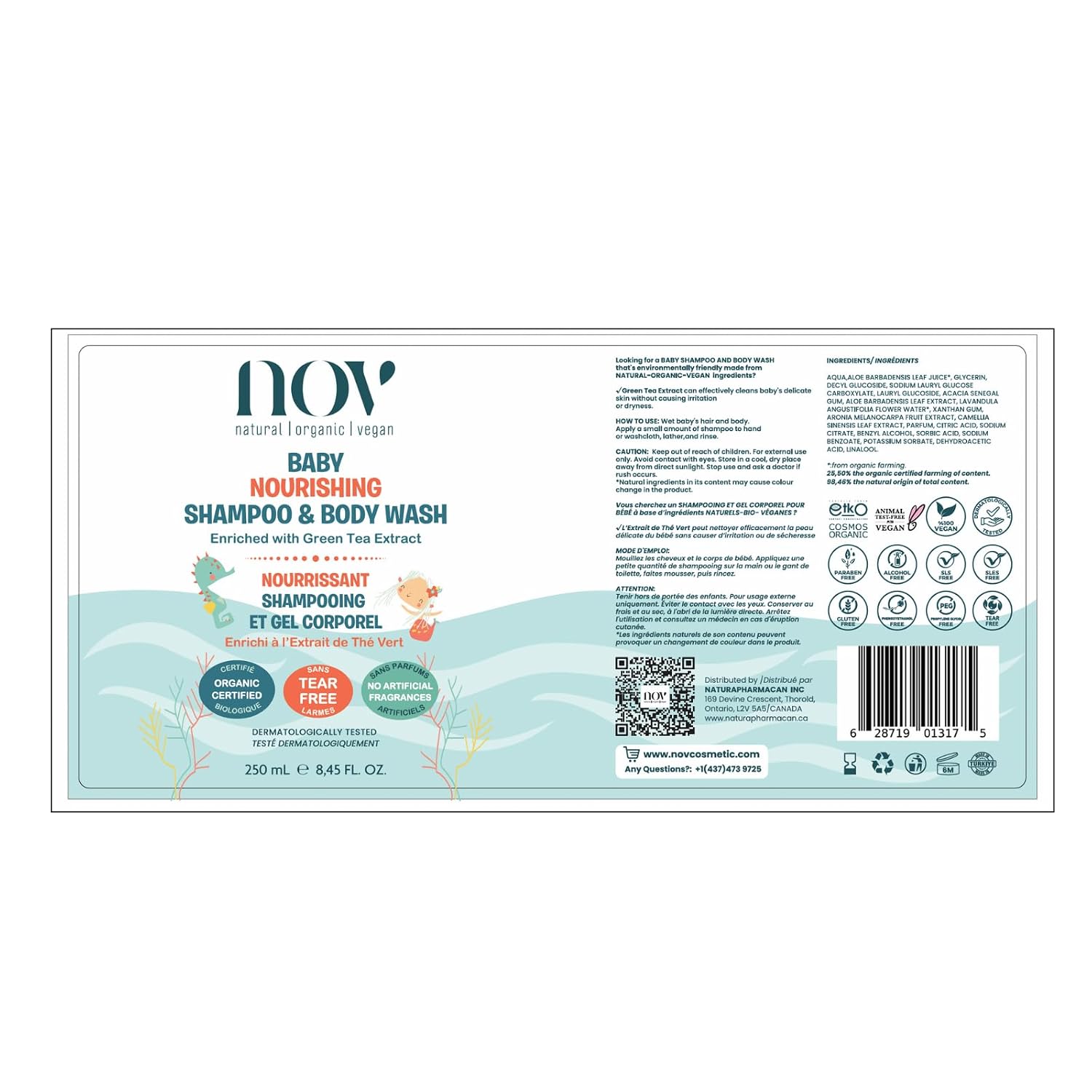 Baby Shampoo & Body Wash | Tear-Free, Plant-Based Formula for Gentle Cleansing, Nurturing, and Ethical Care, Free from Harmful Chemicals