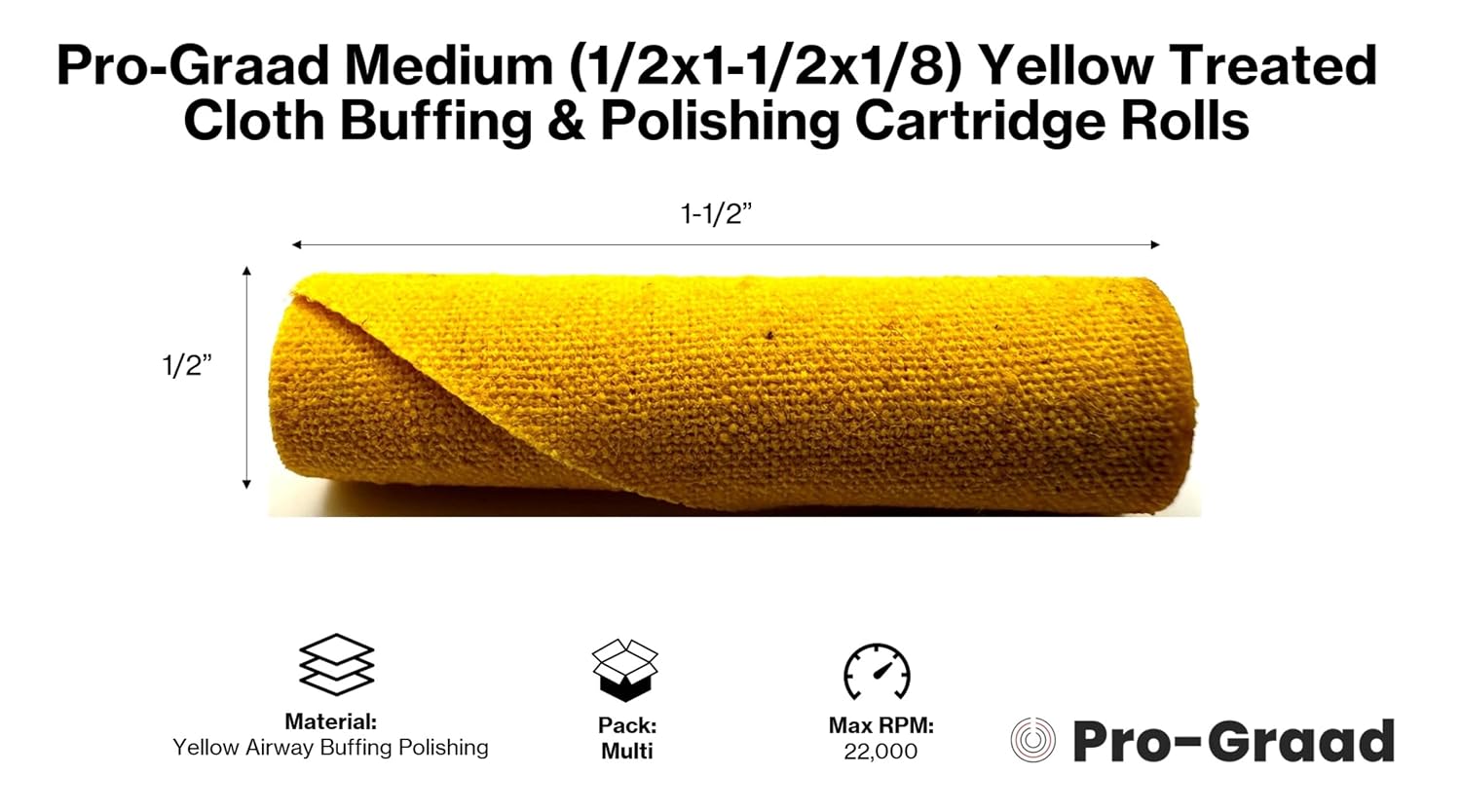 50 Pack 1/2" Yellow Cloth Buffing & Polishing Cartridge Roll Kit