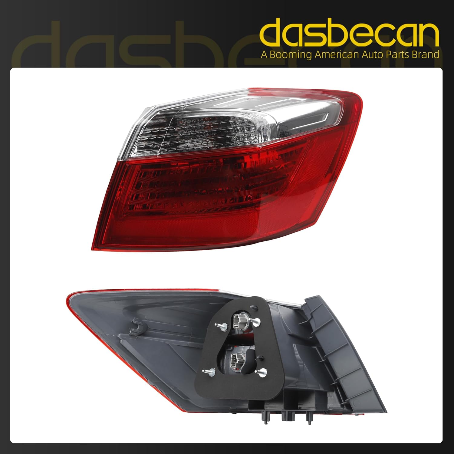 Dasbecan Halogen Tail Light Assembly Compatible with 2013 2014 2015 Honda Accord Sedan EX LX Sport Rear Lamp Taillight Right Passenger Side Replace#33500T2AA01 HO2805101