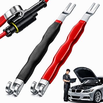 Automotive Electrical Terminal Connector Separator Removal Tool, Handy Automotive Electrical Connector Removal Tool - Easy to Use, Damage Free, Comfort Grip for Cars, Trucks, and SUVs Red+Black