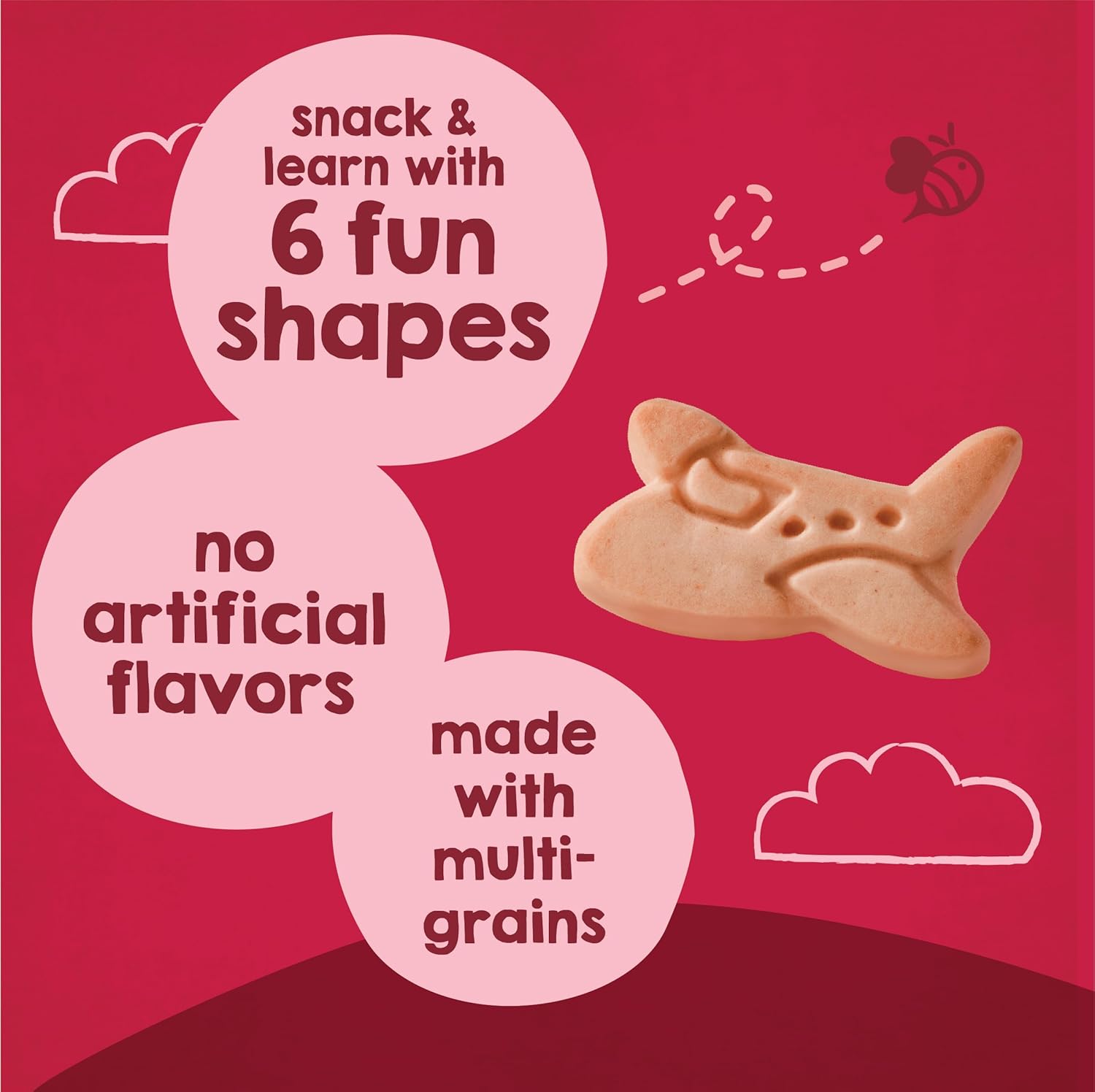 HAPPYTOT Organic Multi-Grain Cookies Toddler Snack, Fun Transportation Shapes, Strawberry, 4.4 Ounce (Pack of 5)