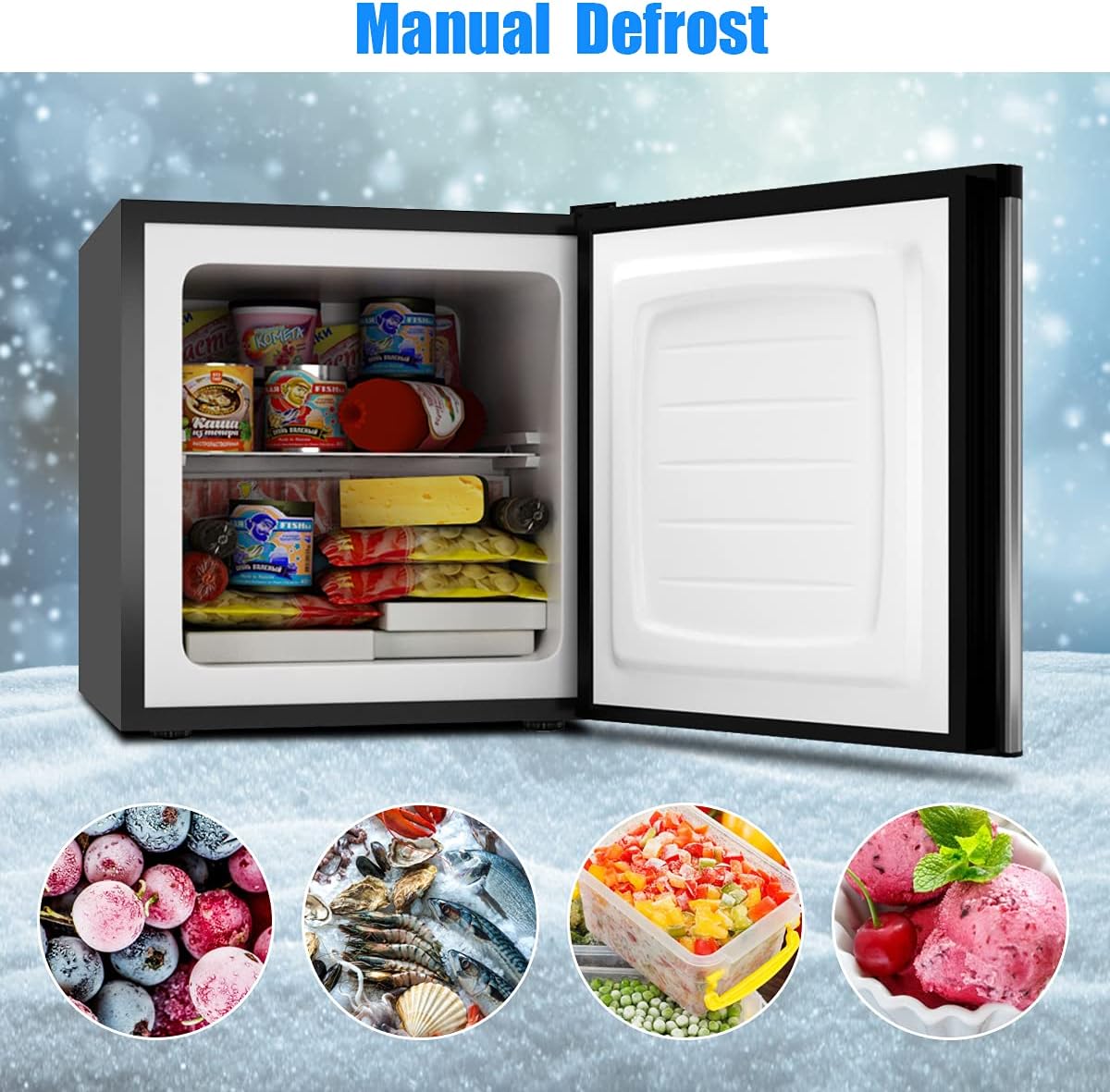 GOFLAME Compact Refrigerator, 1.1 Cu.Ft Mini Fridge Upright Freezer with Reversible Door and Adjustable Thermostat Control for Home Dorm Office