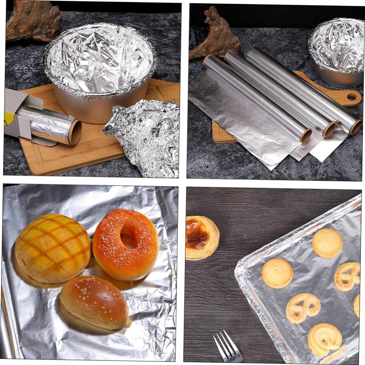 KOMBIUDA 30cm Wide Aluminum Foil Sheets 4 Rolls Aluminum Foil Wrap Kitchen Wrap