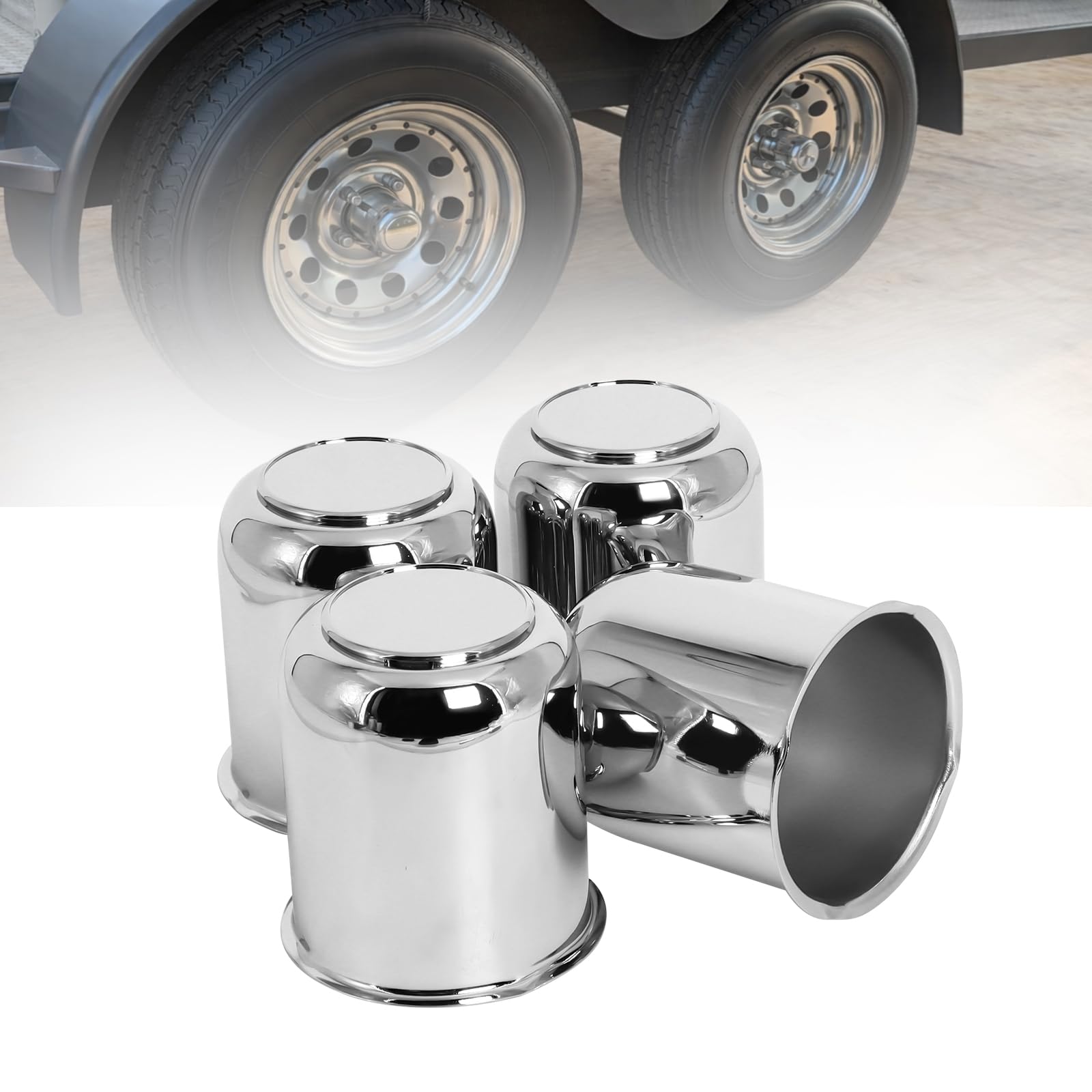 Podoy Push Through Center Caps 3.19" for Trailer Truck RV Wheel Rims 4 Closed-End Chrome Plated Silver Carbon Steel 3.19-Inch Center Bore Push Thru Wheel Center Caps