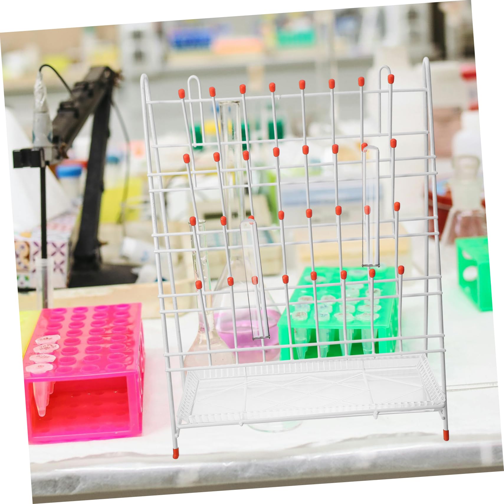 Eisen Flaschentrockenständer 32-Punkt Design Anti Rutsch Pads Laborgestell Abtropf Flasche Drying Rack Weiß