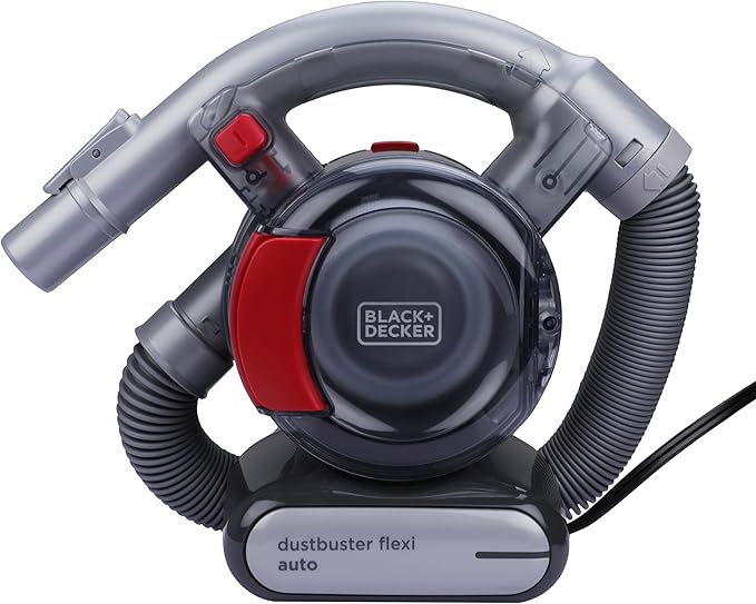 BLACK+DECKER Aspirapolvere manuale per auto senza sacco Dustbuster con tubo flessibile e collegamento per auto 12V, include bocchetta per fessure e spazzola per tappezzeria, PD1200AV-XJ [Classe di efficienza energetica A++]