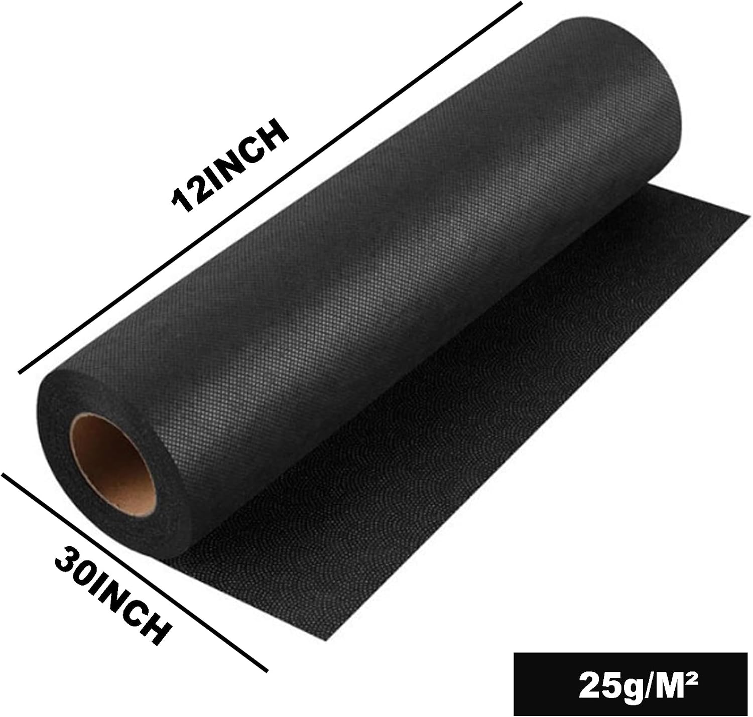 WXUP HOPS Iron-On Non-Woven Fusible Interfacing for Sewing, Quilting & Crafting - 12” x 30yd Stabilizer Fabric for DIY Patches, Embroidery Backing & Clothing Repair (Lightweight, Black)