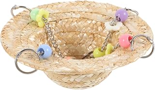 Balacoo Brinquedo De Pássaro Papagaio Balanços Para Pássaros Pequenos Acessórios Trançado Pássaro Poleiro Palha De Brinquedo Periquito Palha Tecido Balanço De Pássaro Brinquedo De