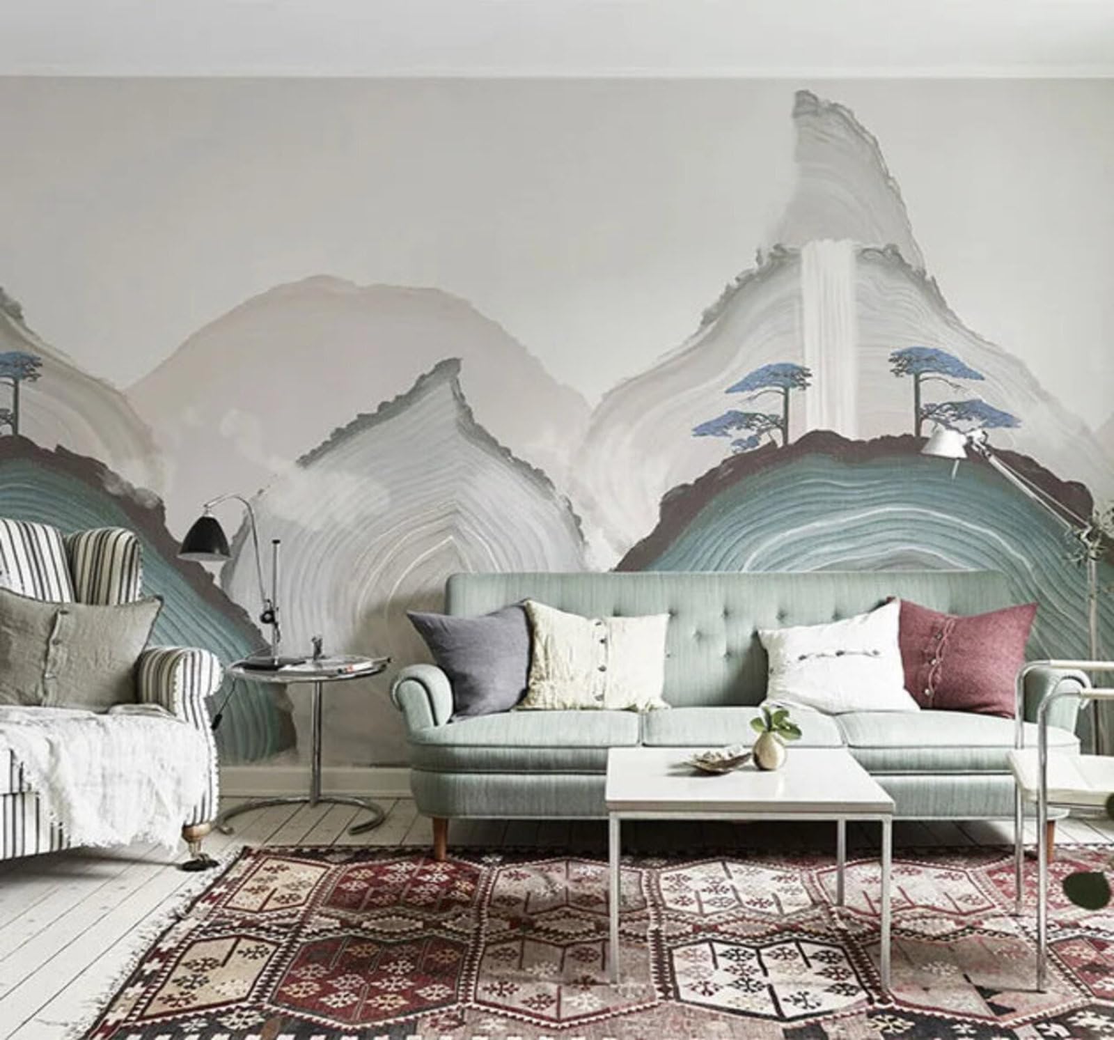 Tzxztt Abstract Wood Pattern Hand Drawn Trees Modern 3D Wallpaper Premium Textured Silk Neutral Tones Material Ideal for Living Room Bedroom-250cm×170cm