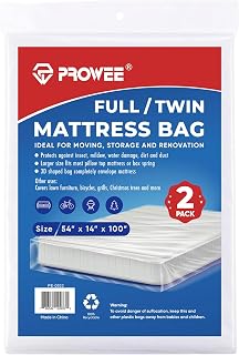 2 PK Twin/Full Mattress Bags for Moving Storage,Waterproof Plastic Full Size Mattress Cover for Moving,Clear Plastic Mattress Protector