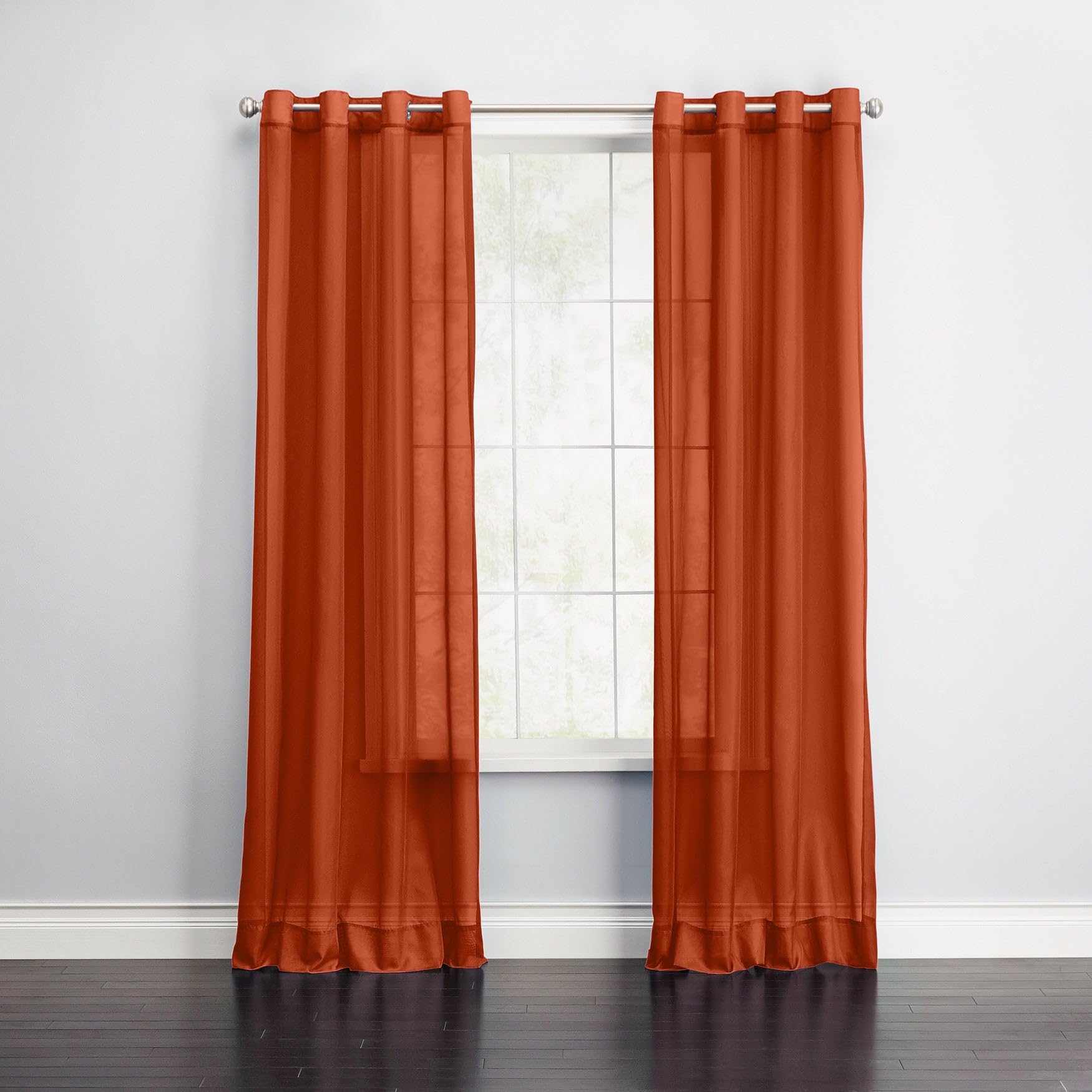BrylaneHome BH Studio Sheer Voile Grommet Panel - 56" W 84" L, Autumn Leaves