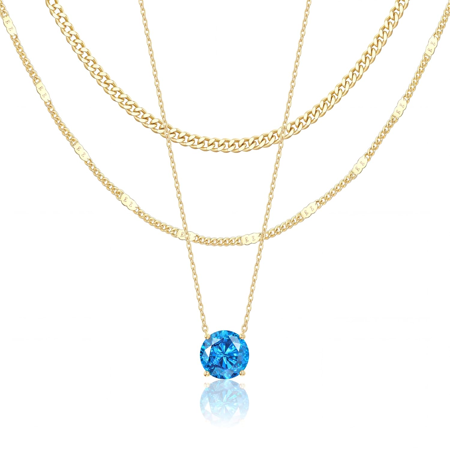 WomenGifts Layered Gold Necklaces for Women, 14K Gold Sterling Silver Plated Dainty Pendant Necklace Set Non Tarnish, Chunky Stackable Cuban Chain Choker, Trendy Personalized... - Image 8