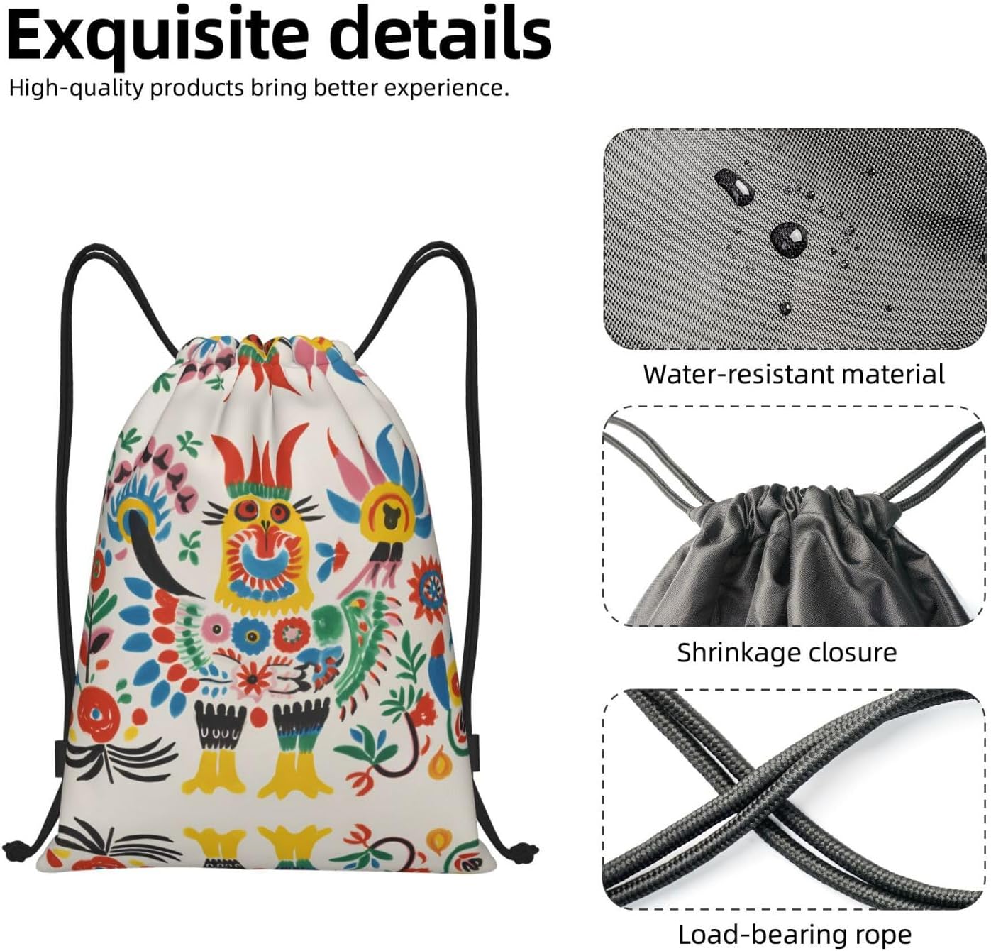 Funny graffiti Foldable drawstring backpack, lightweight storage bag - large-capacity fitness travel bag image 5