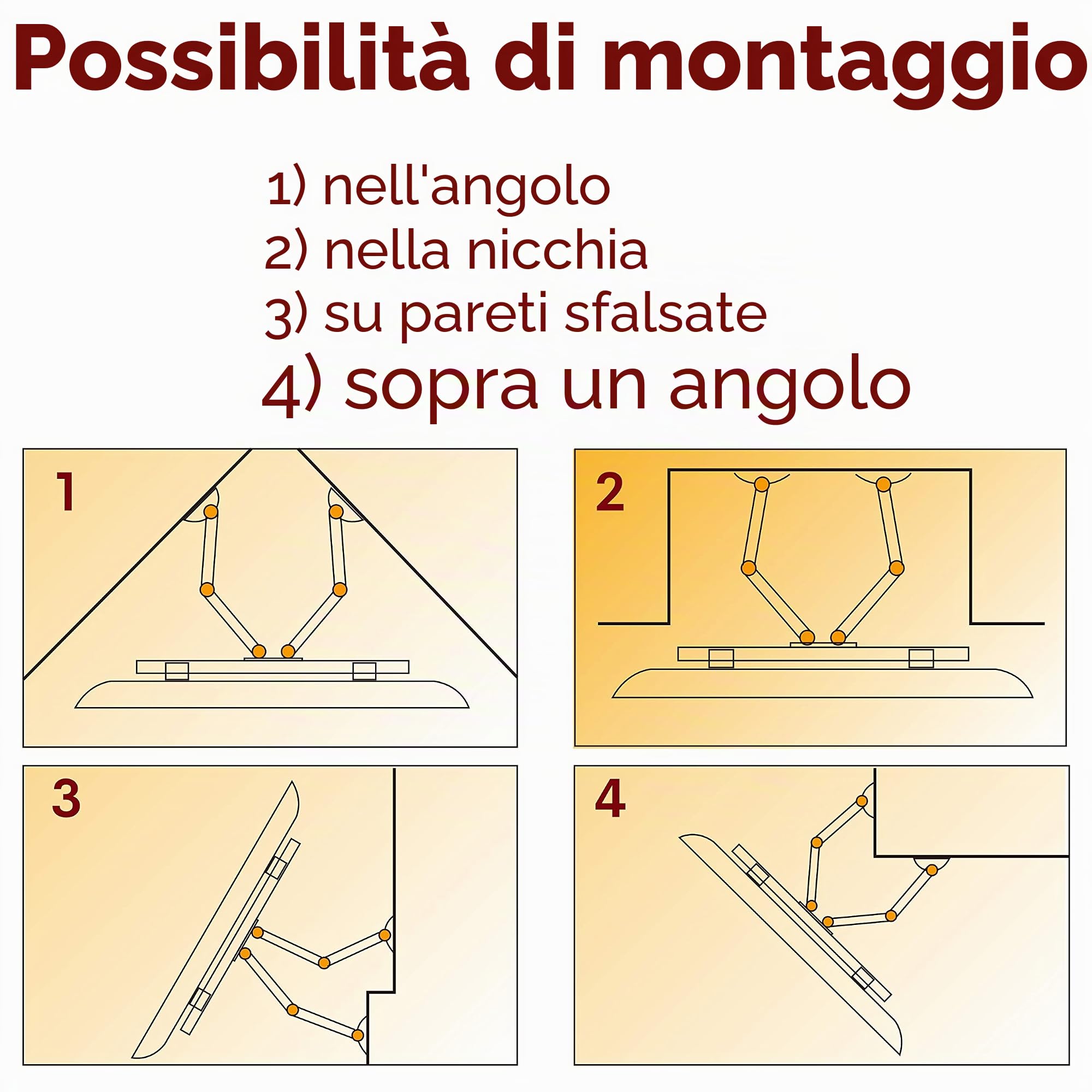 Supporto da parete per TV, girevole e inclinabile, montaggio ad angolo, montaggio a nicchia - VESA fino a max.400 x 400 per 26-55 pollici, estendibile fino a max.47 cm