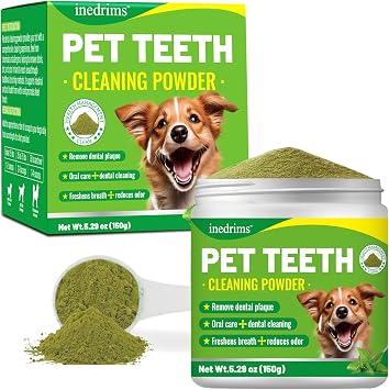 150g Dog Dental Powder Dog Teeth Cleaning Powder, Probiotic Plaque & Tartar Remover, Fresh Breath Formula with All-Natural Ingredients, Supports Oral Health & Gum Care