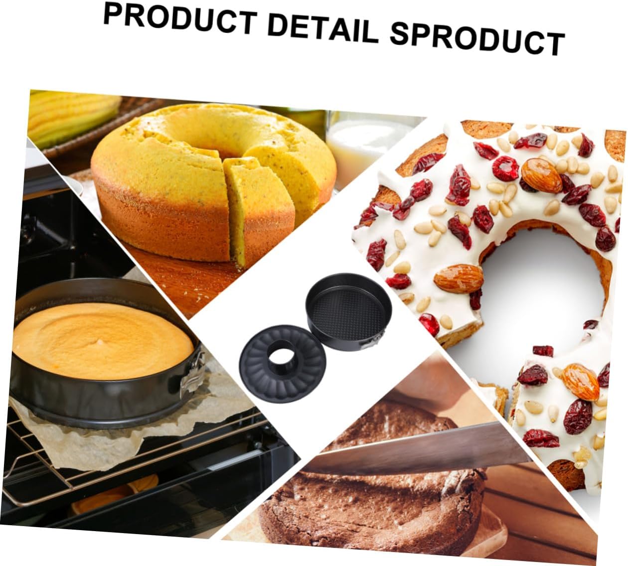 Non-stick High Carbon Steel round Cake Pan 24cm Chimney Cake Mold Baking Tin for Home Kitchen Baking