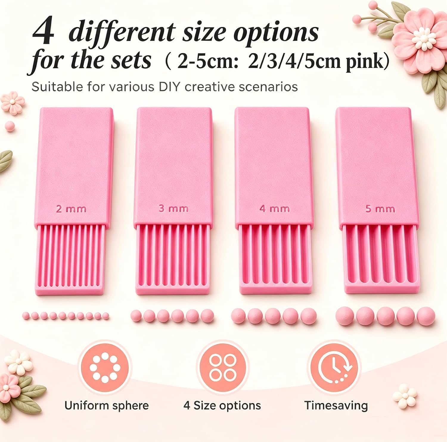 3D Print Clay Gel Ball Maker Tool, 3D Ball Maker for Nails, Polymer Clay Roller 2mm 3mm 4mm 5mm Sphere Shaper Roller Tool for Perfect Round Beads, Earrings & Jewelry Making