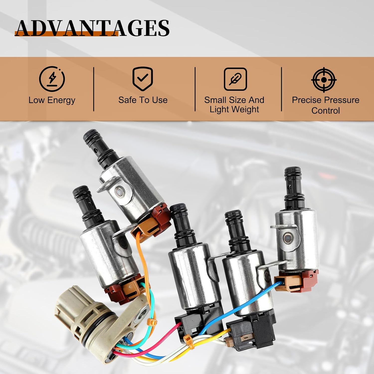 28400-PRP-004 5PCS Transmission Shift Solenoid Valve & Harness Compatible with Honda Accord CR-V RSX