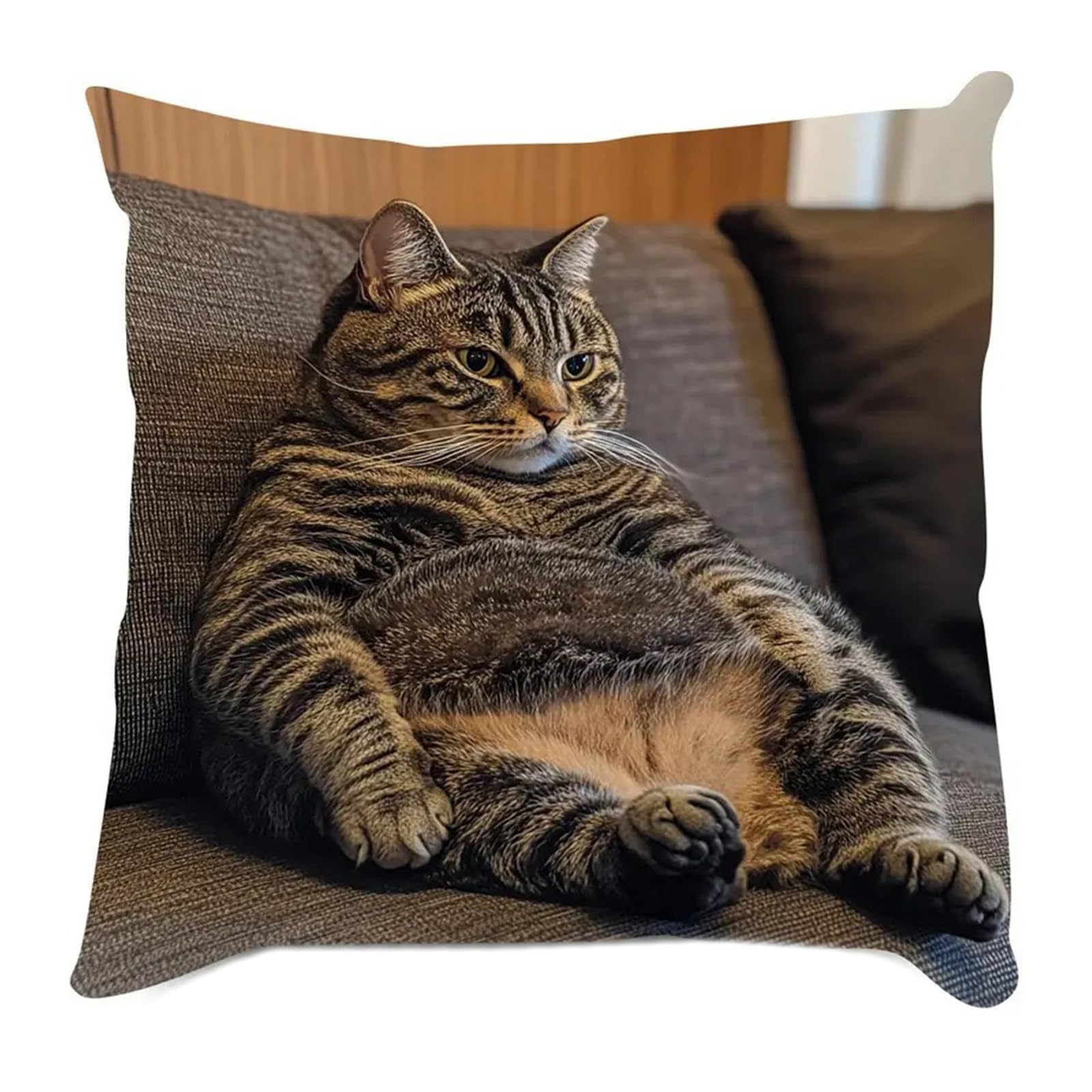 JTQYFI Realistic Effect Cats Pattern Soft Fabric Cushion Cover 18x18 for Bedroom Cats Pillow Cover