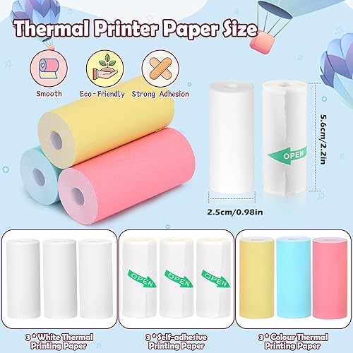 Miniatura 2 de HUIJUTCHEN Mini impresora térmica de 9 rollos de papel adhesivo para impresora térmica Phomemo M02T02M02S y otras mini impresoras de bolsillo