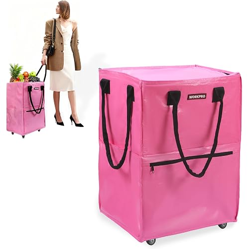 WORKPRO Large Rolling Grocery Bag, 36-Gallon Tote with 5 Wheels, 110 lbs Capacity, Dual Carry, Wide Zipper & Extra Storage for Shopping, Laundry & Moving
