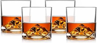 LIITON Exklusiv Whisky Gläser Everest 4-teilig aus Kristallglas, Tumblergläser, Geschenke für Männer für Cocktails, Gin, Bourbon, Rum, Trinkgläser Geschenkset