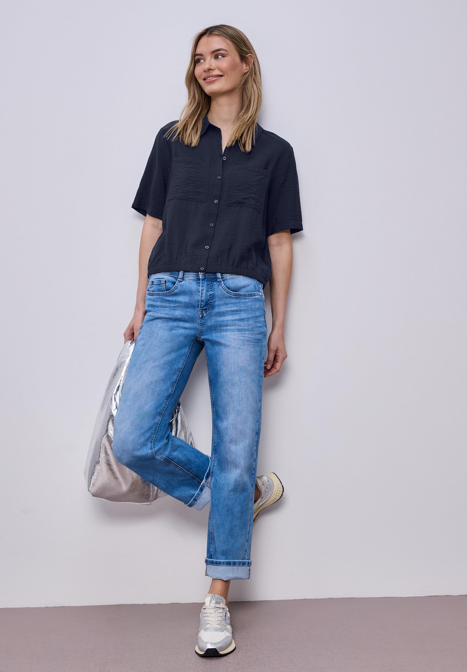 Street One Kurzarm Bluse mit Elastiksaum