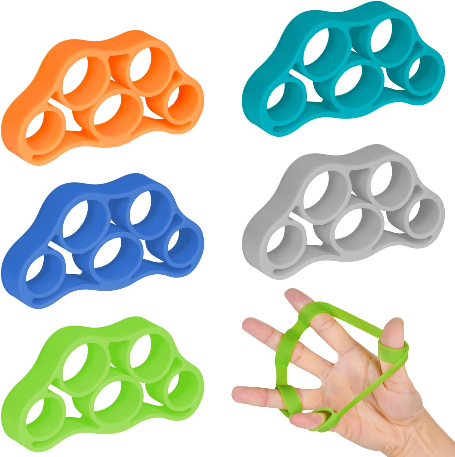 Vicloon Hand Grip Strengthener, 5PCS Finger Strengthener, Finger Resistance Bands, Hand Strengthener, Forearm Exerciser Hand Strengthener Finger Extensor Bands, Stress Relief, Increase Strength