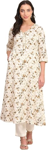 Aurelia Women's Green Geometric Printed Yarn Dyed Straight Kurta, Trousers and Dupatta Set