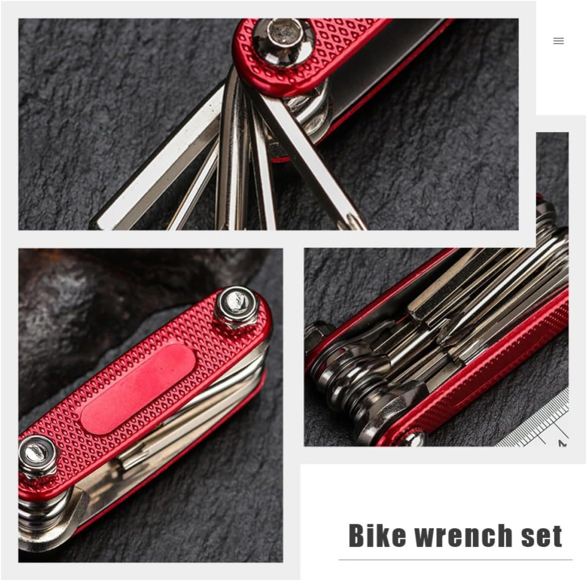 Kisangel Multi-function Bike Repair Tool Kit with Folding Socket Wrench, Easy to Maintain Aluminum and Steel Construction, Practical Bike Repair Accessory for Home and Factory Use