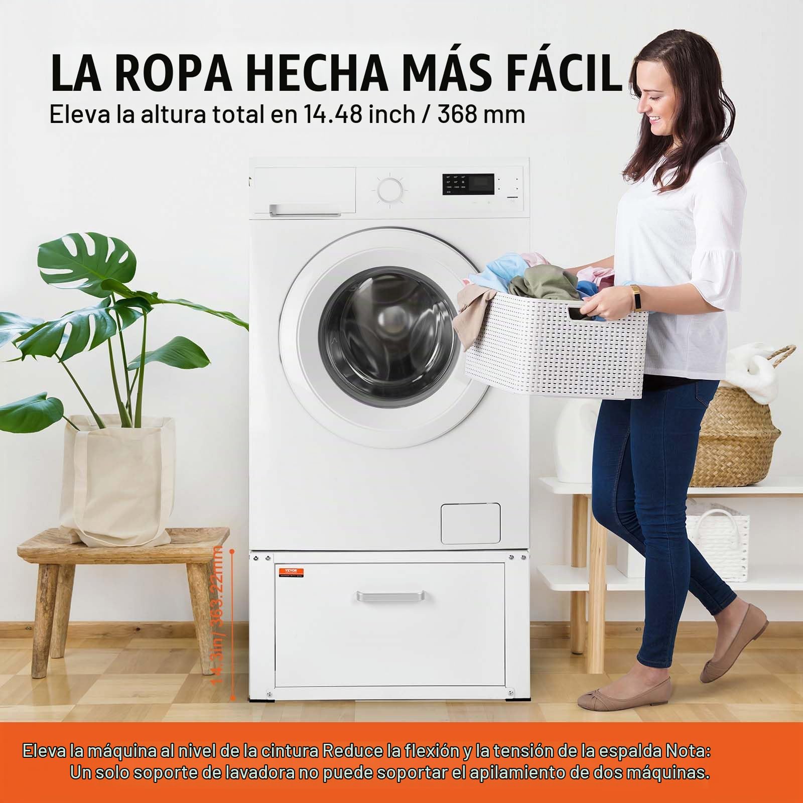 VEVOR Base Universal para Lavadora 685,8 x 363,22 mm Soporte para Lavadora y Secadora, Base para Lavadora Multifuncional de Alta Resistencia con cajón y Muchos Accesorios para Lavadero