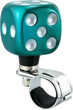 Lunsom Dice Shape Steering Suicide Spinner Turning Wheel Knob Driving Power Handle Aid Control Helper Grip Booster Fit Tractors, Forklifts, Lawn MowersMetal Blue