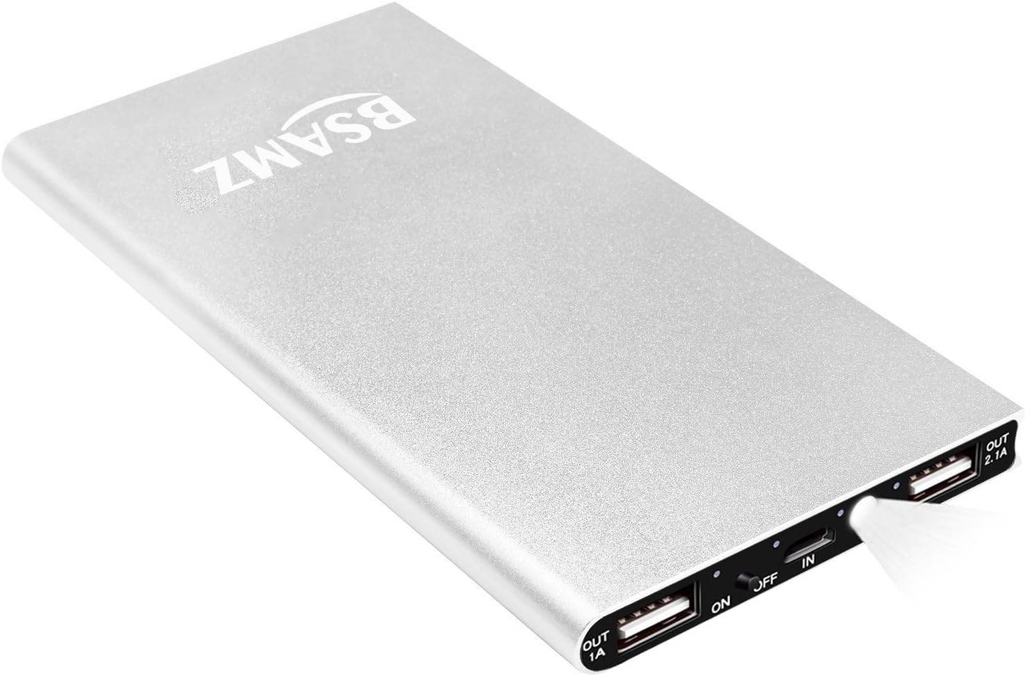 BSAMZ Universal Power Bank Charger,15000mah Double USB with LED Battery Charger,Ultra Slim Fashionable Portable Mobile Phone Charger for iPhone Samsung Galaxy HTC and Most Smart Phones(Silver)