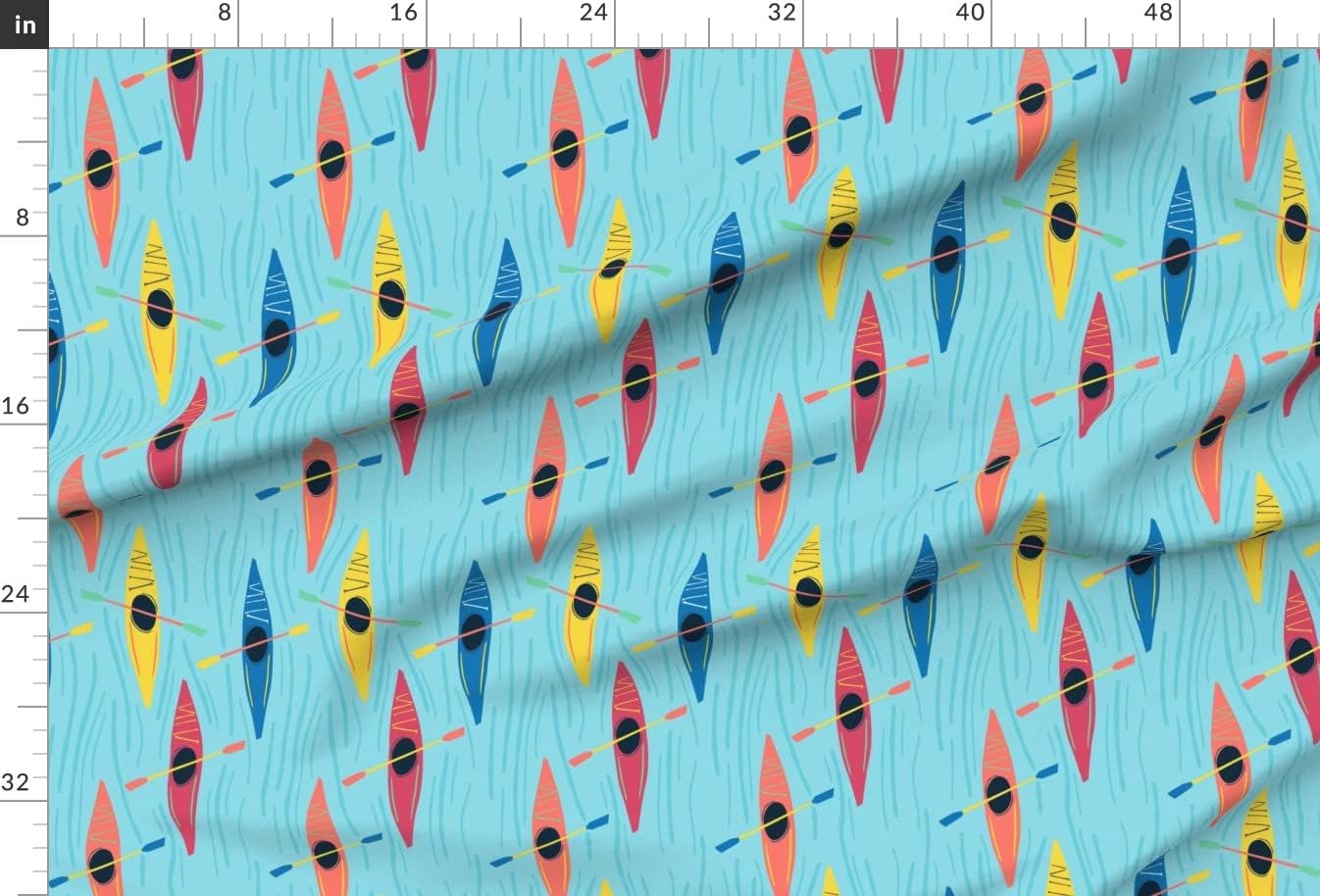 Spoonflower Fabric - Kayaks Water Sports River Outdoors Printed on Minky Fabric by The Yard - Sewing Baby Blankets Quilt Backing Plush