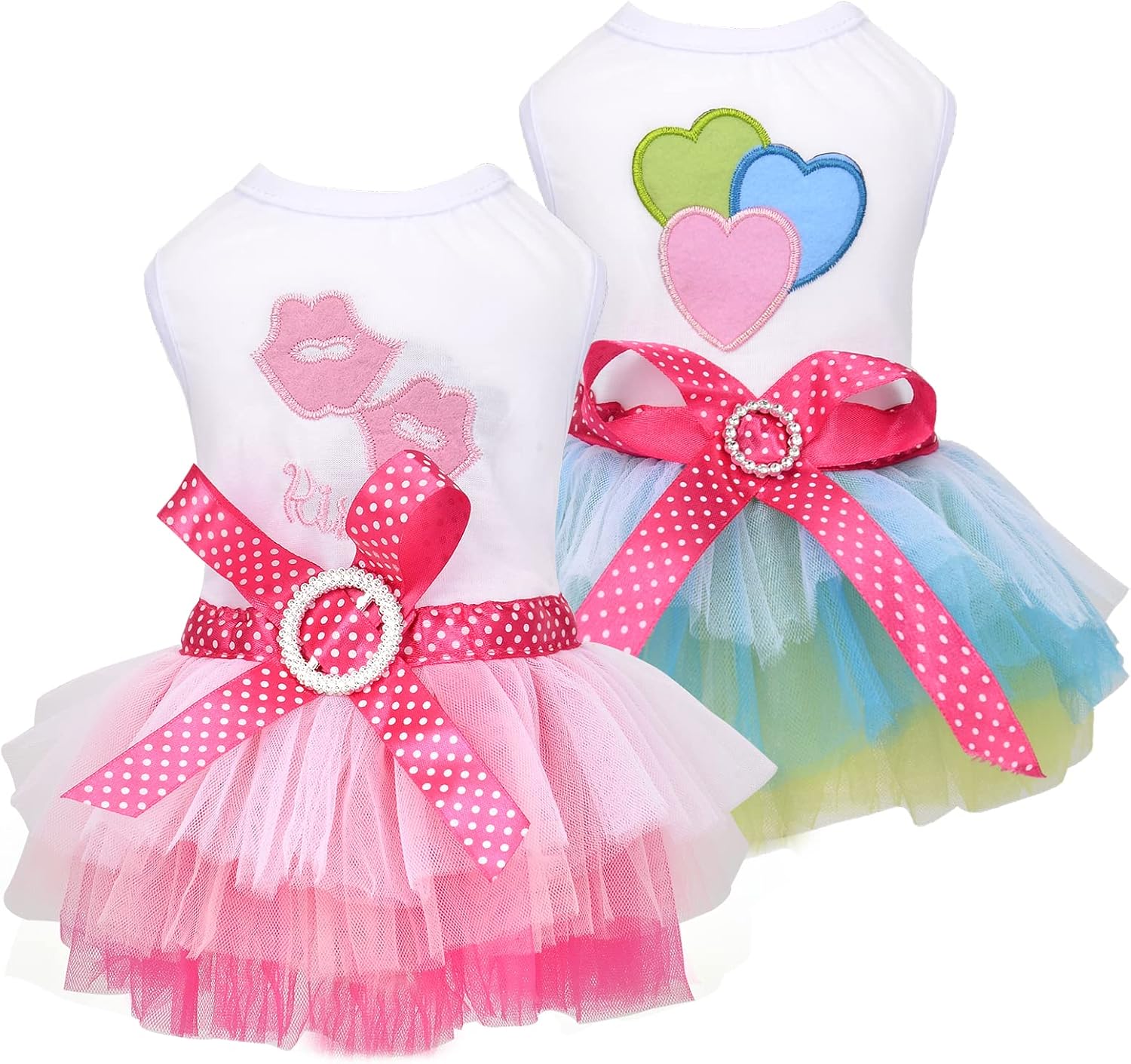 Yikeyo Dog Dress for Small Dog Girl Yorkie Chihuahua Clothes Pet Puppy Lace Tutu Vest Skirt Dog Princess Costume Clothing,Set of 2…